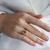 Baget Kesim Sitrin Taş Gümüş Yüzük thumbnail 4