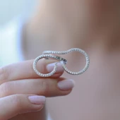 Sıra Taşlı Ayarlanabilir Tasarım Gümüş Yüzük thumbnail 3