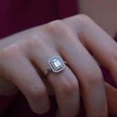 Halo 0,84 Karat Tek Taş Model Sky Diamond Yüzük - 3