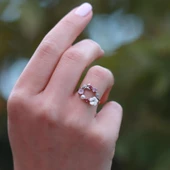 İnci ve Çiçek Motifli 925 Ayar Gümüş Yüzük thumbnail 2