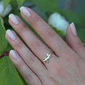 Zirkon Taşlı Gold Kaplama Timsah  Gümüş Yüzük thumbnail 3