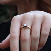 Elmas Montür Damla Model Gold Kaplama Gümüş Yüzük thumbnail 4