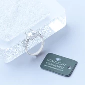 Ortası Baget Taşlı Mini Mekik Modeli Starlight Diamond Gümüş Yüzük thumbnail 5