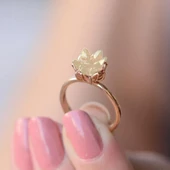 Ayarlanabilir Sarı Lotus Çiçeği 925 Ayar Gümüş Yüzük thumbnail 1