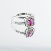 Mini Sonsuzluk Detaylı Kırmızı Zirkon Taşlı Gümüş Yüzük thumbnail 4