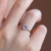 Kalp Pndr Pembe Taşlı 925 Ayar Gümüş Yüzük thumbnail 3