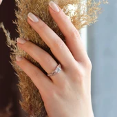 Round Kesim tasarım Rose Gold Kaplama Sky Diamond Yüzük thumbnail 1