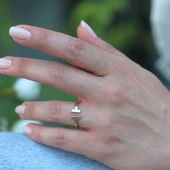 Tffny Modeli Gold Kaplama Ayarlanabilir Gümüş Yüzük thumbnail 2