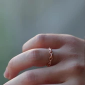 Rose Gold Kaplama 925 Ayar Gümüş Zincir Modeli Yüzük thumbnail 3