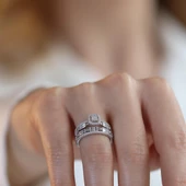 Baget Taşlı Çift Gümüş Yüzük thumbnail 2