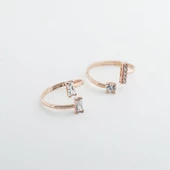 Zirkon Taşlı Rose Gold Kaplama Kombin Gümüş Yüzük thumbnail 3