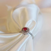 Pembe Zirkon Taşlı Elmas Montür Gümüş Yüzük thumbnail 1