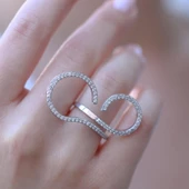 Sıra Taşlı Ayarlanabilir Tasarım Gümüş Yüzük thumbnail 1