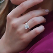 Emerald Kesim 3,87 Karat Tek Taş Model Sky Diamond Yüzük thumbnail 1