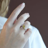 Pndr İki Kalp Sitrin Taşlı Gümüş Yüzük thumbnail 4