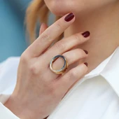 Well 3 Taraflı Çok Renkli Gümüş Yüzük thumbnail 1