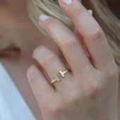 Tffny Modeli Gold Kaplama Ayarlanabilir Gümüş Yüzük thumbnail 1