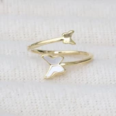 Sedefli Kelebek Gold Kaplama Minimal Yüzük thumbnail 4