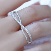 Sonsuzluk Model Çift Parmağı Saran Ayarlanabilir Gümüş Yüzük thumbnail 3