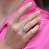 Prenses Kesim Aquamarine Taşlı Gümüş Yüzük thumbnail 2