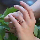 Zirkon Taşlı İnci ve Sarmaşık Minimal 925 Ayar Gümüş Rosegold Kaplama Yüzük - 2
