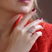 Baget Kesim Oval Starlight Diamond Gümüş Yüzük thumbnail 1