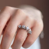 Beştaşlı Çapraz Yüksek Montür Starlight Diamond Gümüş Yüzük thumbnail 3