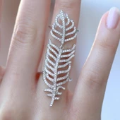 Yaprak Modeli Zirkon Taşlı Tasarım Yüzük thumbnail 2