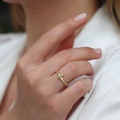 Yarı Taşlı Tffny Gold Kaplama Gümüş Yüzük thumbnail 3