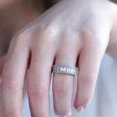 Starlight Diamond Baget Taşlı Yarımtur Gümüş Yüzük thumbnail 4