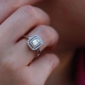 Halo 0,84 Karat Tek Taş Model Sky Diamond Yüzük - 2