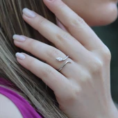 Zarif Ayarlanabilir Zirkon Taşlı Gümüş Yüzük thumbnail 3