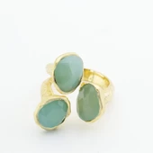 Peridot Taşlı Gold Kaplama El İşi Gümüş Yüzük thumbnail 3