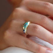 Fortuna Modeli Gold Kaplama Ayarlanabilir Gümüş Yüzük thumbnail 1