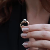 Elmas Montür Damla Model Gold Kaplama Gümüş Yüzük thumbnail 3