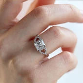 Emerald Kesim 925 Ayar Sky Diamond Gümüş Yüzük - 2