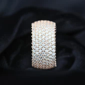 Pırlanta Montür Rose Kaplama 7 Sıra Zirconia Tamtur Gümüş Yüzük thumbnail 1