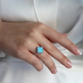 Alhambra Model Mavi Mine Taşlı Gümüş Yüzük thumbnail 2