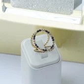 Well 3 Taraflı Gold Kaplama Çok Renkli Gümüş Yüzük thumbnail 4