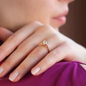 Tek Taş Round Kesim Rose Gold Kaplama Sky Diamond Yüzük thumbnail 5