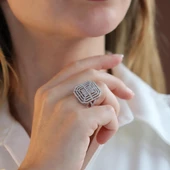 3 Boyutlu Baget Kesim Gümüş Yüzük thumbnail 4