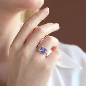 Baget Kesim Ametist Taş Gümüş Yüzük thumbnail 2