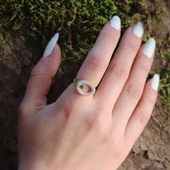 Elips Yeşil Taşlı Gold Kaplama Gümüş Yüzük thumbnail 3