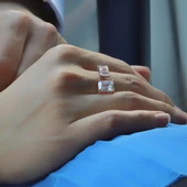 Baget Tek Taş ve Beş Taş Rose Kaplama Ayarlanabilir Gümüş Yüzük thumbnail 2