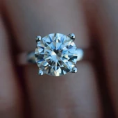 Round Kesim 3.87 Karat Tek Taş Model Sky Diamond Yüzük - 3