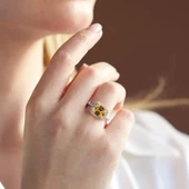 Baget Kesim Sitrin Taş Gümüş Yüzük thumbnail 2