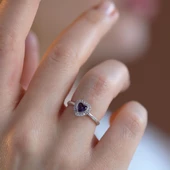 Kalp Pndr Ametist Taşlı 925 Ayar Gümüş Yüzük thumbnail 3