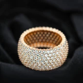 Pırlanta Montür Rose Kaplama 7 Sıra Zirconia Tamtur Gümüş Yüzük thumbnail 2