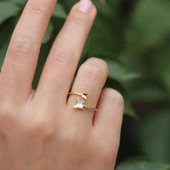 Sedefli Kelebek Gold Kaplama Minimal Yüzük thumbnail 2