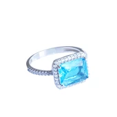 Baget Kesim Aquamarin Taş Gümüş Yüzük thumbnail 3